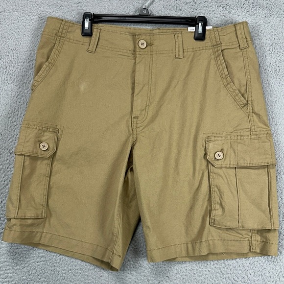 Sonoma Mens The Everyday Cargo‎ Shorts 38X10 Tan Flat Front Stretch Pockets NEW - Picture 1 of 9